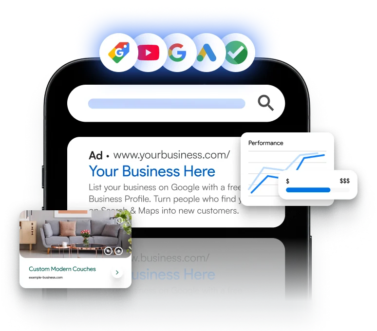 Google Ads answer placement graphic