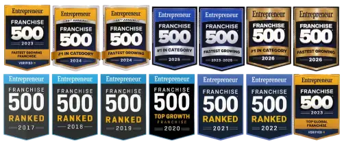 Entrepreneur Franchise 500 award badges