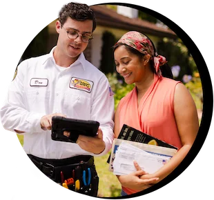Technician and customer