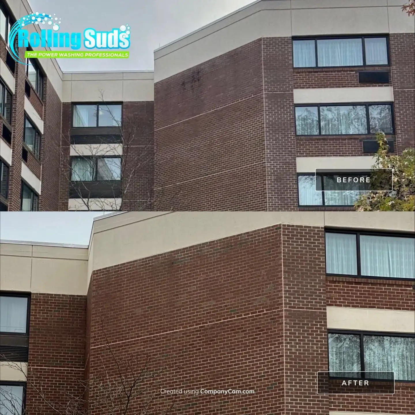 Before and After pictures of an apartment buildings work